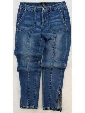 Y2K G by Giuliana Jeans 10 Blue Faded Zip Ankle Vintage